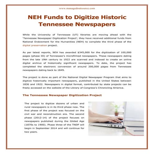  NEH Funds to Digitize Historic Tennessee Newspapers