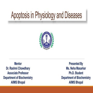 Role of apoptosis in physiology and diseases i