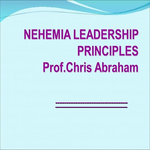 Nehemiah  Leadership Principles