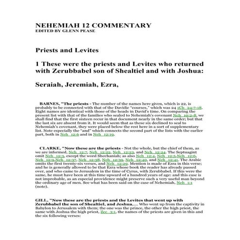 Nehemiah 12 commentary | PDF