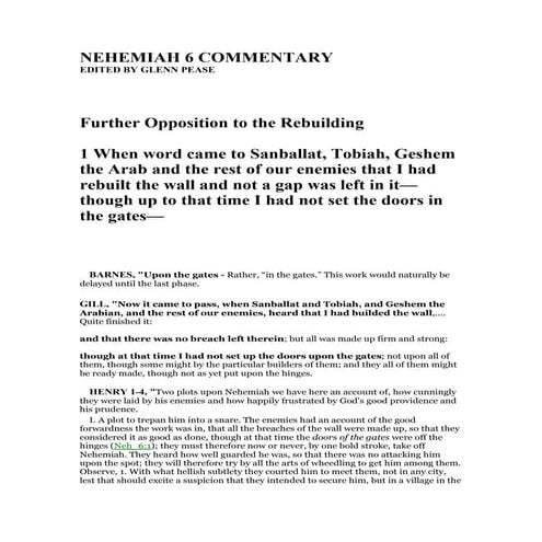 Nehemiah 6 commentary | PDF