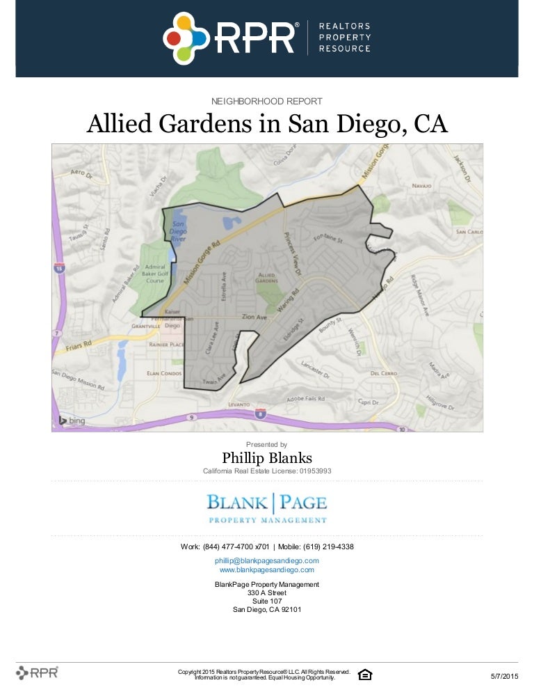 Allied Gardens Neighborhood Report