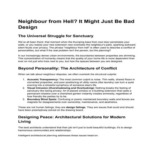 Neighbour from Hell? It Might Just Be Bad Design | PDF