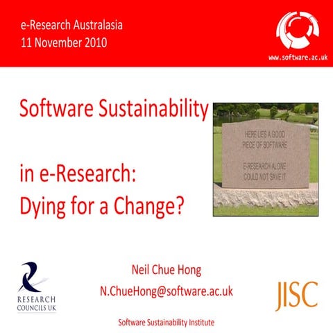Software Sustainability in e-Research: Dying for a Change
