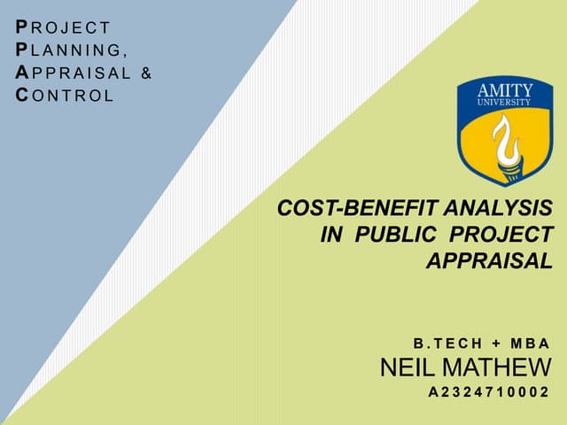 Cost Benefit Analysis in Public Project Appraisal (PPAC)