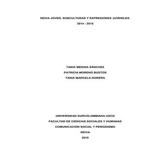Neiva joven: Subculturas y expresio...