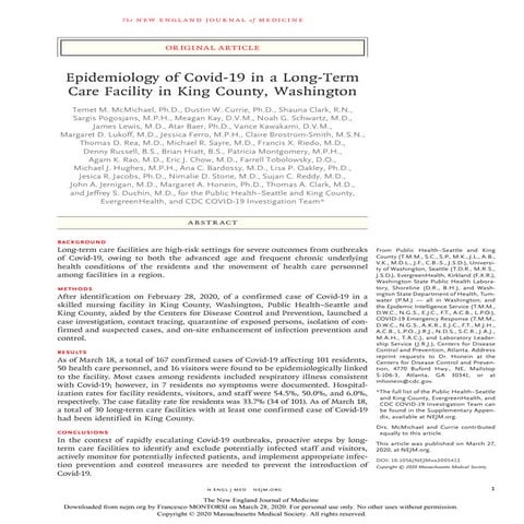 Epidemiology of Covid-19 in a long-Term Care Facility in King County, Washington