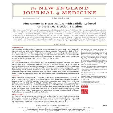 Finerenone in heart failure with preserved ejection fraction compared ...