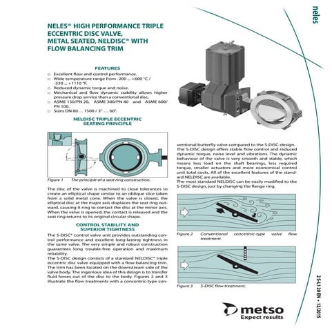 Neles Triple Eccentric Disc Valve, Metal Seated with Flow Balancing Trim