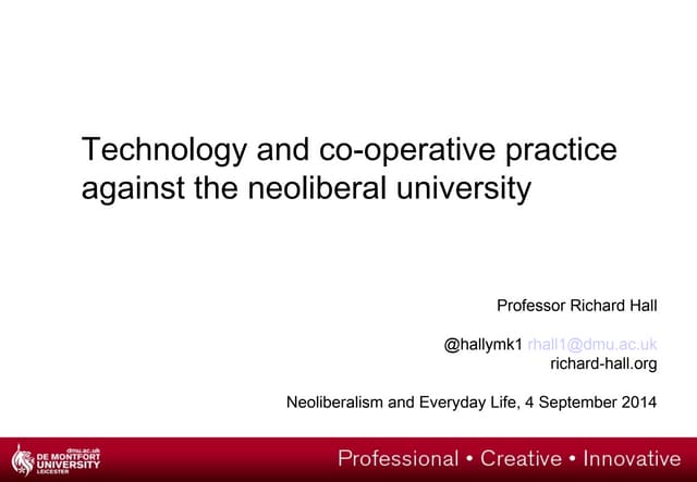 Technology and co-operative practice against the neoliberal university