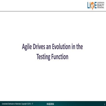 Agile Drives Evolution in Testing Function