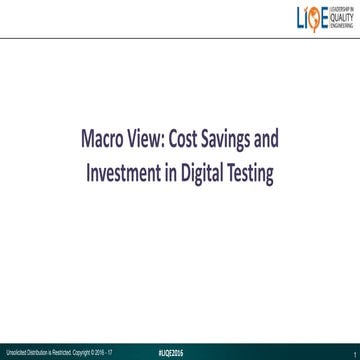 Cost Savings and Investment in Digital Testing