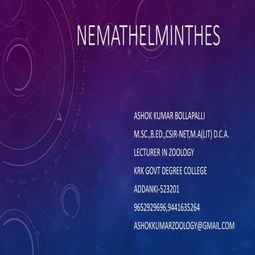 Nemathelminthes general characters and classification