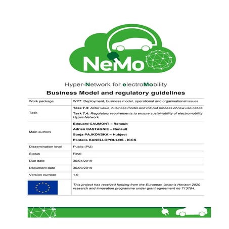 NeMo D7.2 Business Model and regulatory guidelines
