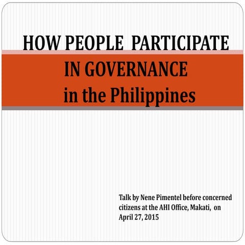 How People Participate in Governance in the Philippines