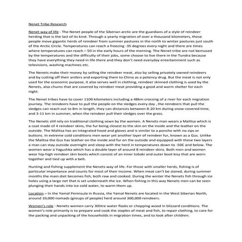 Nenet tribe research | PDF