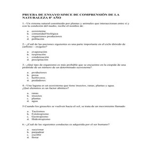 Nº       ensayo de simce naturaleza...