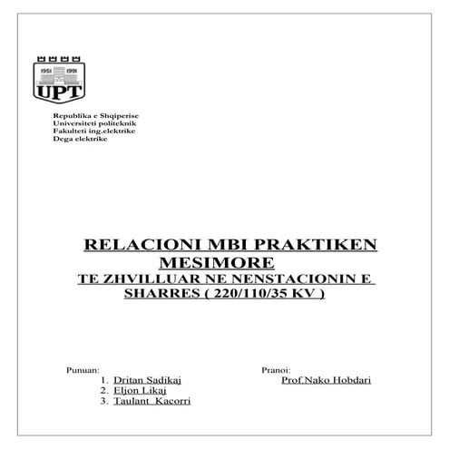 Nenstacioni Sharre (220/110/35 KV)  -Praktika