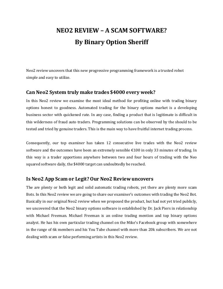 binary options trading software scam