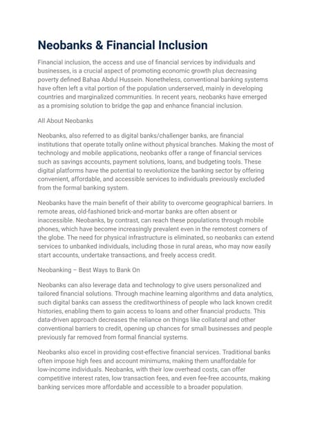 Embedded Finance & Financial Inclusion | DOCX