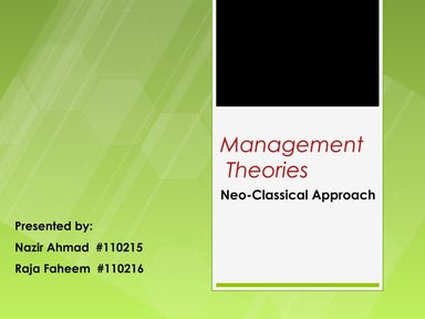 Neo classical management theories