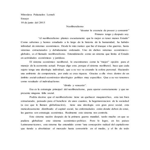 Neoliberalismo sintesis