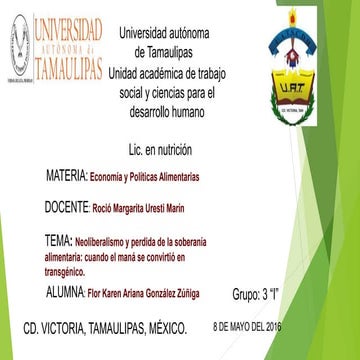 Neoliberalismo y perdida de la soberanía alimentaria: cuando el maná se convi...