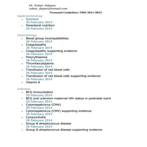 Neonatal guidelines NHS 2011 2013