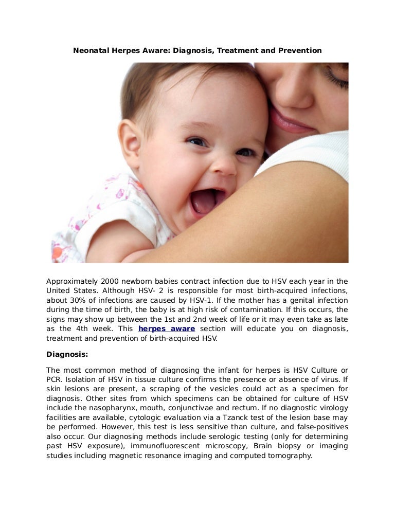 Neonatal Herpes Aware Diagnosis, Treatment and Prevention