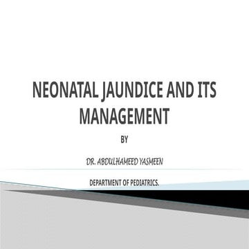 Neonatal Jaundice presentation paediatrics