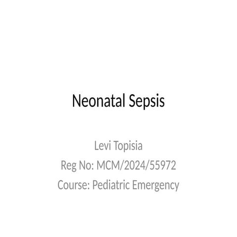 Neonatal_Sepsis Notes in Paediatrics Emergency