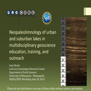 Neopaleolimnology of urban and suburban lakes in multidisciplinary geoscience education, training, and outreach