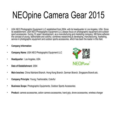 NEOpine Camera Gear Catalogue 2015 | PPT