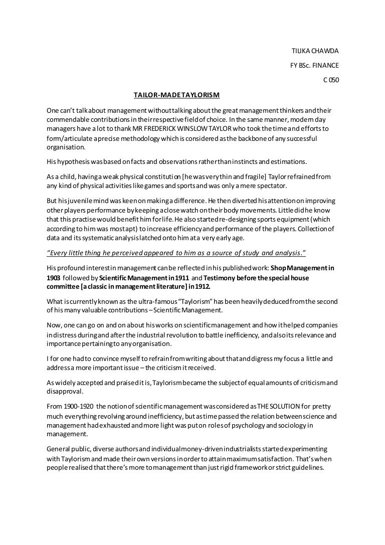 Essay on taylorism picture