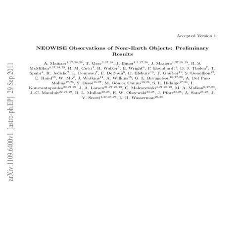 Neowise observations of near earth objects- preliminary results