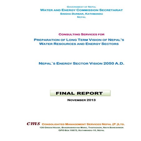 Nepal  final report on energy sectors vision 2050 ad