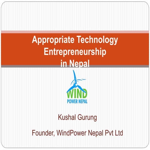 Appropriate Technology Entrepreneurship in Nepal