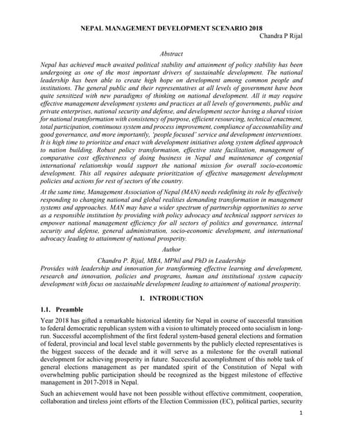 Nepal management development scenario 2018