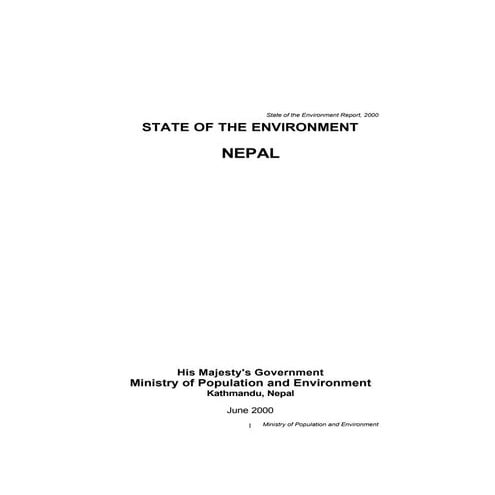 Nepal  State Of  Environment  Report  2000