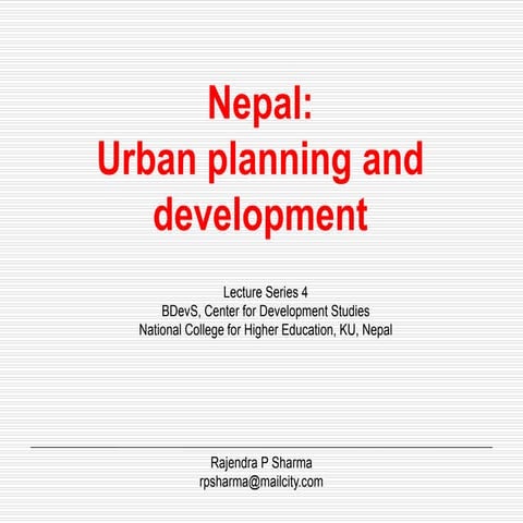 Nepal's Urban Planning and Dvelopment