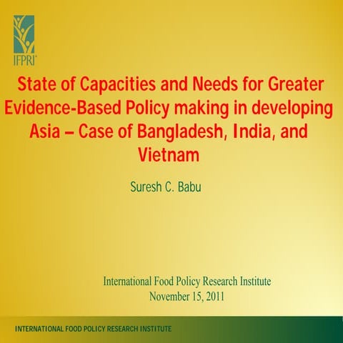 State of capacities and needs for greater evidence-based policy making in dev...