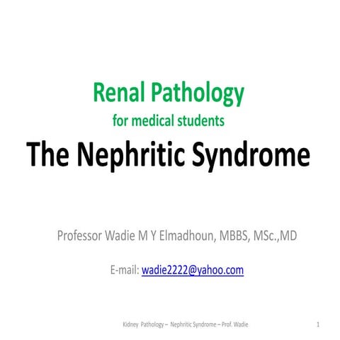 Nephritic syndrome   renal pathology- prof wadie