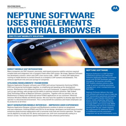 Direct Mobile SAP Integration - Neptune Software uses RhoElements