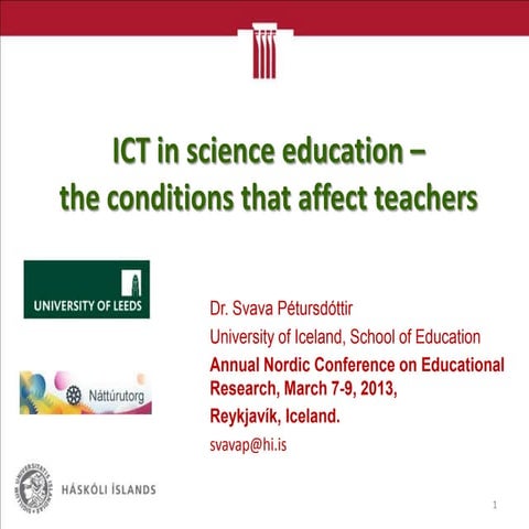 ICT in science education - The conditions that affect teachers