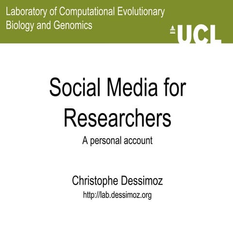 Social Media For Researchers -- A personal account
