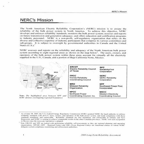 NERC 2008 Long-Term Reliability Assessment