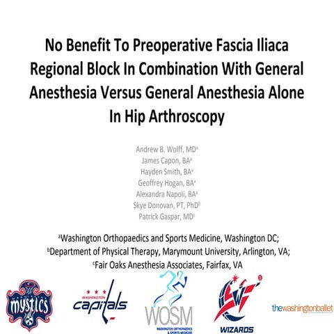 Nerve Block for Hip Arthrsocopy: Rio de Janeiro 2014