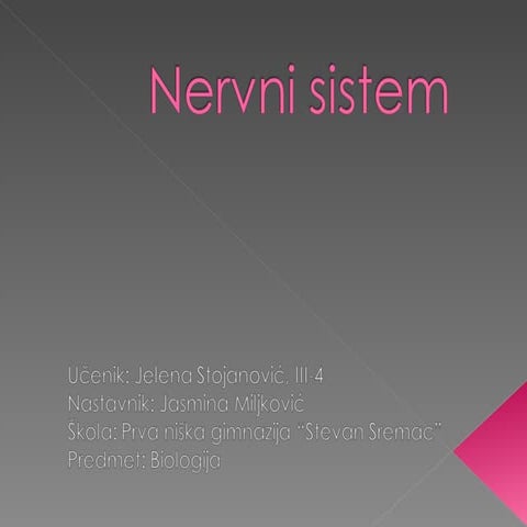 Nervni sistem - Jelena Stojanović - Jasmina Miljković