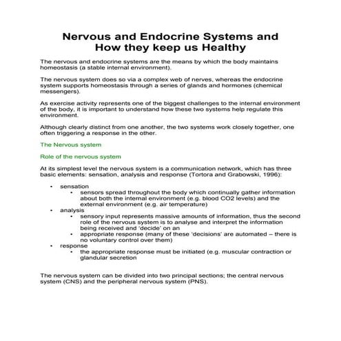 Nervous and endocrine systems and how they keep us healthy