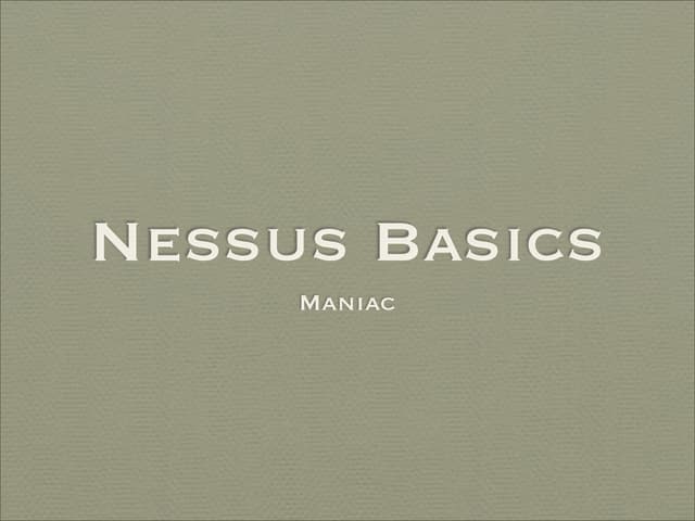 Nessus Basics
